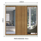Guarda-Roupa Casal Madesa Istambul 3 Portas de Correr com Espelhos 3 Gavetas Branco/Rustic