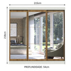 Guarda-Roupa Casal Madesa Istambul 3 Portas de Correr de Espelho 3 Gavetas Branco/Rustic