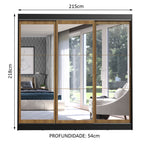 Guarda-Roupa Casal Madesa Istambul 3 Portas de Correr de Espelho 3 Gavetas Preto/Rustic