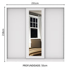 Guarda-Roupa Casal 100% MDF Madesa Eros 3 Portas de Correr com Espelho Branco