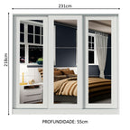 Guarda-Roupa Casal 100% MDF Madesa Eros 3 Portas de Correr de Espelho Branco