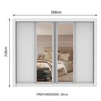 Guarda-Roupa Casal Madesa Alabama 4 Portas de Correr com Espelhos Branco