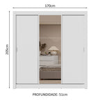Guarda-Roupa Casal 3 Portas de Correr com Espelho 2 Gavetas Branco Sublime Madesa