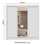 Guarda-Roupa Casal 3 Portas de Correr com Espelho 4 Gavetas Branco Sublime Plus Madesa