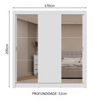 Guarda-Roupa Casal 3 Portas de Correr com Espelhos 2 Gavetas Branco Sublime Madesa