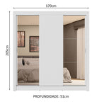 Guarda-Roupa Casal 3 Portas de Correr com Espelhos 4 Gavetas Branco Sublime Plus Madesa