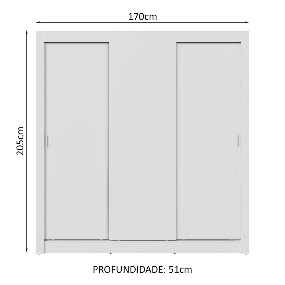 Guarda-Roupa Casal 3 Portas de Correr Branco Sublime Madesa