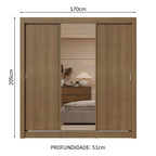 Guarda-Roupa Casal 3 Portas de Correr com Espelho 2 Gavetas Rustic Sublime Madesa