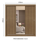 Guarda-Roupa Casal 3 Portas de Correr com Espelho 4 Gavetas Rustic Sublime Plus Madesa
