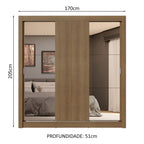 Guarda-Roupa Casal 3 Portas de Correr com Espelhos 4 Gavetas Rustic Sublime Plus Madesa