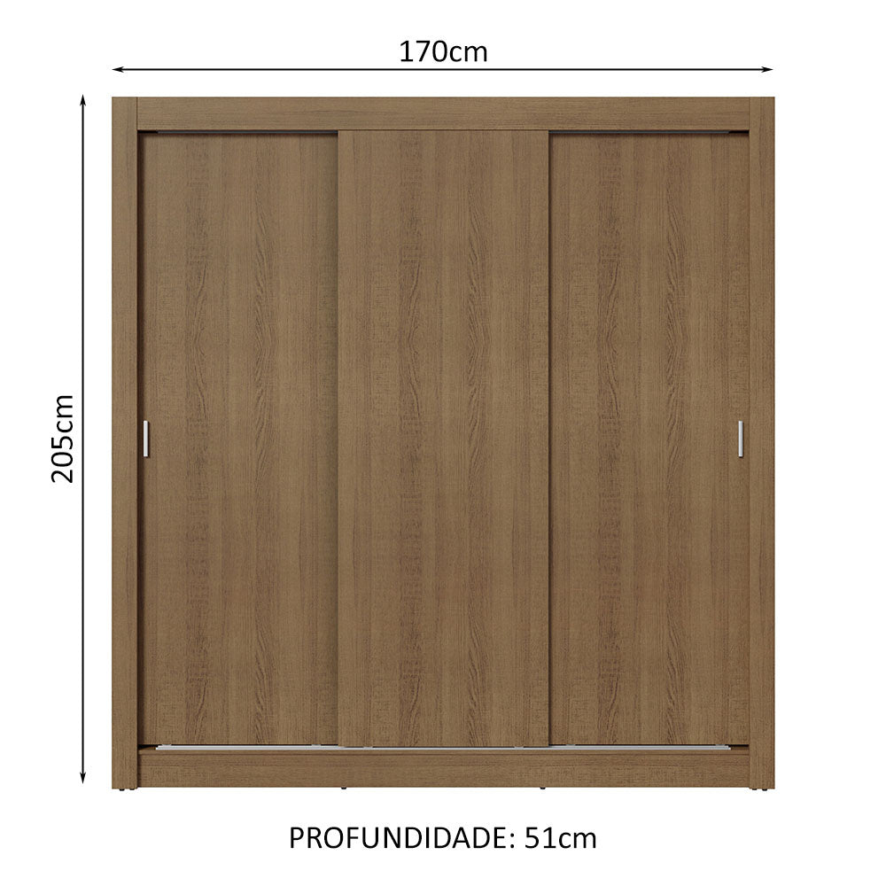 Guarda-Roupa Casal 3 Portas de Correr Rustic Sublime Madesa