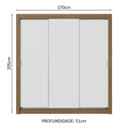 Guarda-Roupa Casal 3 Portas de Correr Rustic/Branco Nobre Madesa