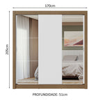Guarda-Roupa Casal 3 Portas de Correr com Espelhos Rustic/Branco Nobre Madesa