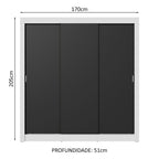 Guarda-Roupa Casal 3 Portas de Correr Branco/Preto Nobre Madesa