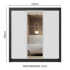 Guarda-Roupa Casal 3 Portas de Correr com Espelho Preto/Branco Nobre Madesa