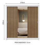 Guarda-Roupa Casal 3 Portas de Correr com Espelho Branco/Rustic Nobre Madesa