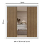 Guarda-Roupa Casal 3 Portas de Correr com Espelho 2 Gavetas Branco/Rustic Sublime Madesa