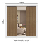 Guarda-Roupa Casal 3 Portas de Correr com Espelho 4 Gavetas Branco/Rustic Sublime Plus Madesa