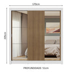 Guarda-Roupa Casal 3 Portas de Correr com Espelhos Branco/Rustic Nobre Madesa