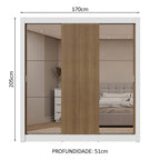 Guarda-Roupa Casal 3 Portas de Correr com Espelhos 2 Gavetas Branco/Rustic Sublime Madesa