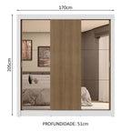 Guarda-Roupa Casal 3 Portas de Correr com Espelhos 4 Gavetas Branco/Rustic Sublime Plus Madesa