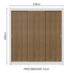 Guarda-Roupa Casal 3 Portas de Correr Branco/Rustic Sublime Madesa