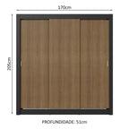 Guarda-Roupa Casal 3 Portas de Correr Preto/Rustic Nobre Madesa