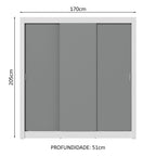 Guarda-Roupa Casal 3 Portas de Correr Branco/Cinza Sublime Plus Madesa