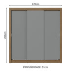 Guarda-Roupa Casal 3 Portas de Correr Rustic/Cinza Nobre Madesa
