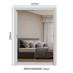 Guarda-Roupa Solteiro 2 Portas de Correr com Espelhos Branco Milano Madesa