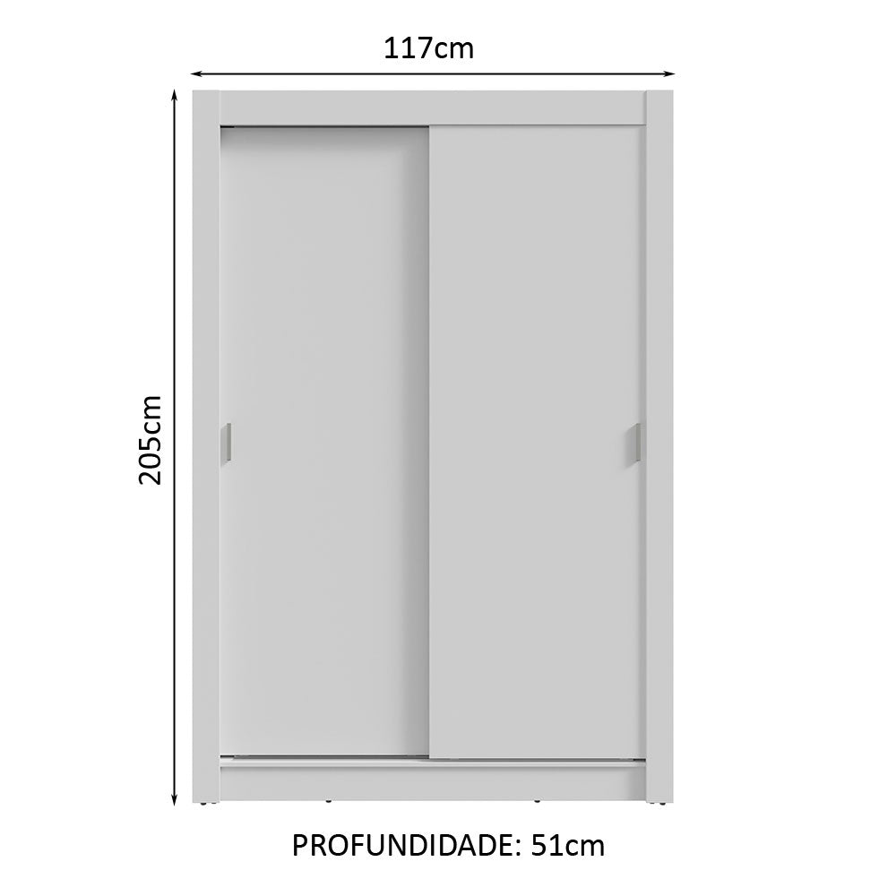 Guarda-Roupa Solteiro 2 Portas de Correr 2 Gavetas Branco Vivare Madesa
