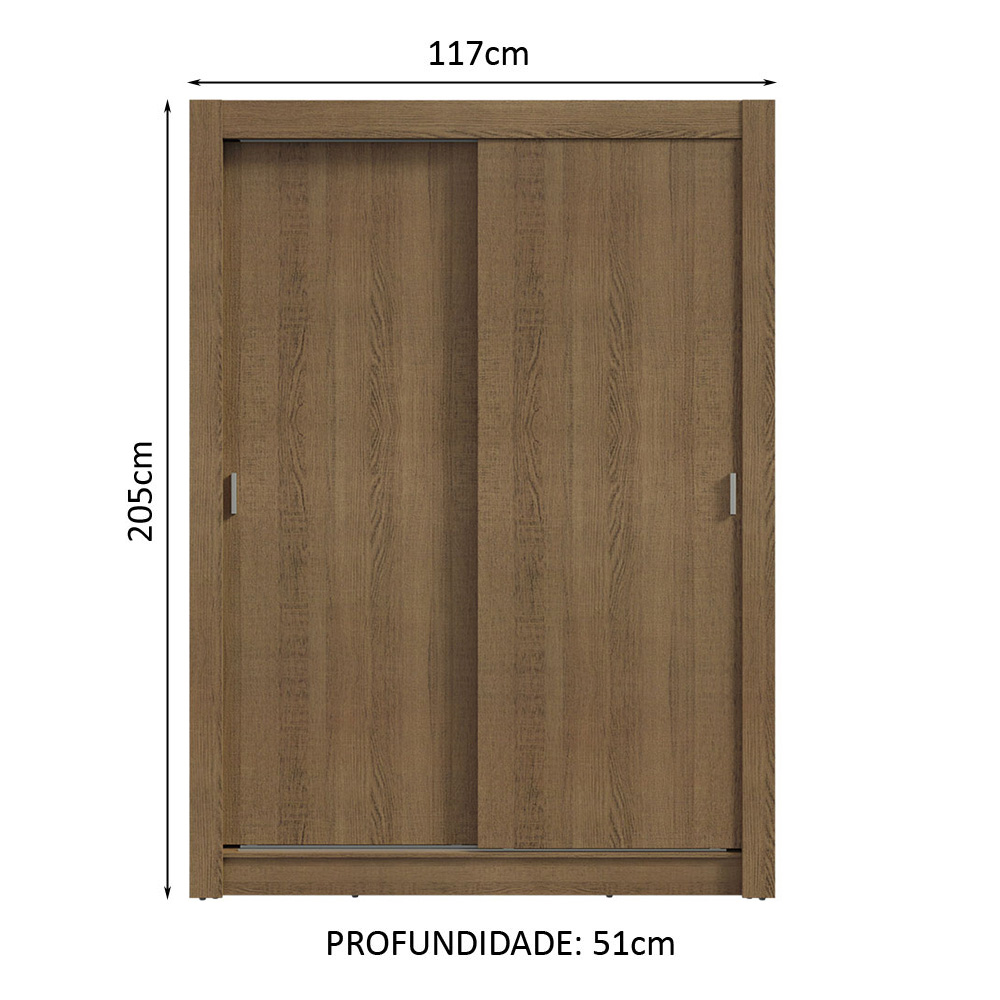 Guarda-Roupa Solteiro 2 Portas de Correr Rustic Milano Madesa