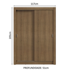 Guarda-Roupa Solteiro 2 Portas de Correr Rustic Milano Madesa