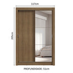 Guarda-Roupa Solteiro 2 Portas de Correr com Espelho 4 Gavetas Rustic Vivare Plus Madesa