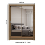 Guarda-Roupa Solteiro 2 Portas de Correr com Espelhos Rustic Milano Madesa