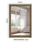 Guarda-Roupa Solteiro 2 Portas de Correr com Espelhos 4 Gavetas Rustic Vivare Plus Madesa