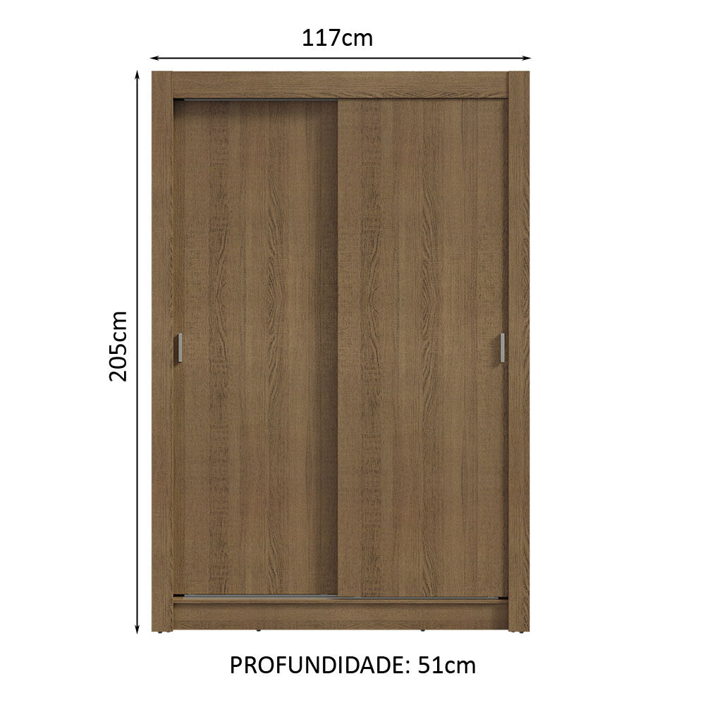 Guarda-Roupa Solteiro 2 Portas de Correr 2 Gavetas Rustic Vivare Madesa