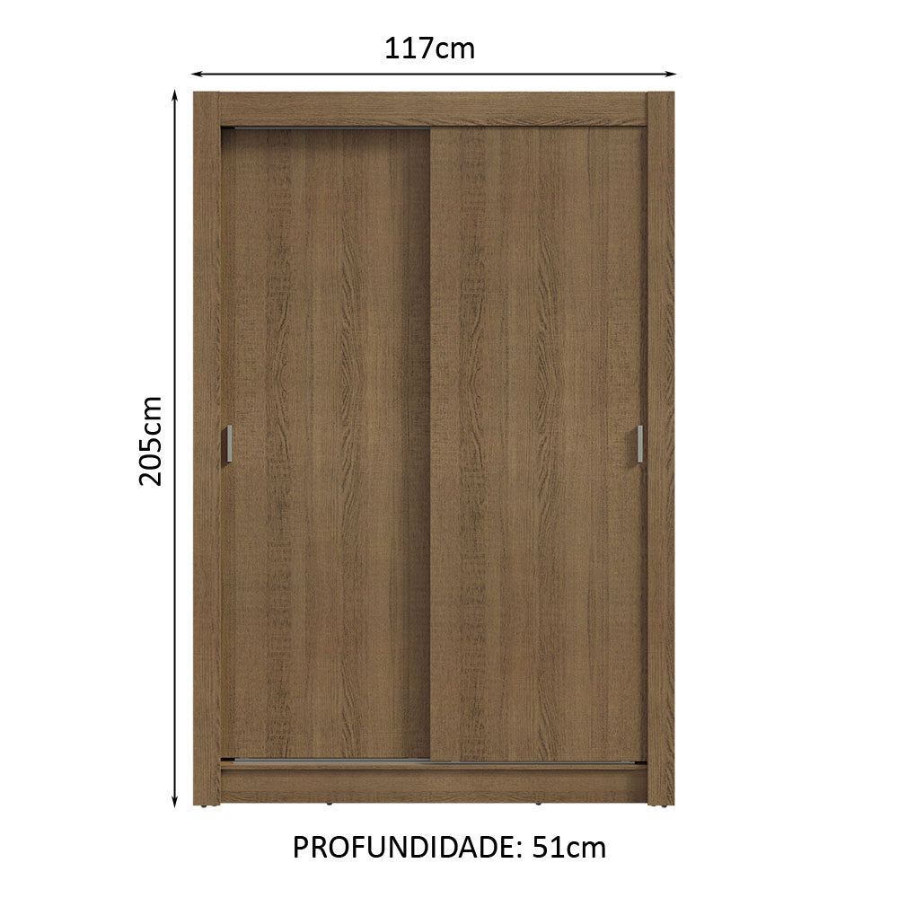 Guarda-Roupa Solteiro 2 Portas de Correr 4 Gavetas Rustic Vivare Plus Madesa
