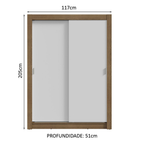 Guarda-Roupa Solteiro 2 Portas de Correr Rustic/Branco Milano Madesa