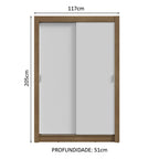 Guarda-Roupa Solteiro 2 Portas de Correr 2 Gavetas Rustic/Branco Vivare Madesa