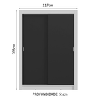 Guarda-Roupa Solteiro 2 Portas de Correr Branco/Preto Milano Madesa