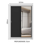 Guarda-Roupa Solteiro 2 Portas de Correr com Espelho 2 Gavetas Branco/Preto Vivare Madesa
