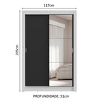 Guarda-Roupa Solteiro 2 Portas de Correr com Espelho 4 Gavetas Branco/Preto Vivare Plus Madesa