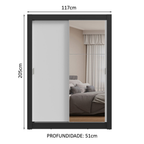 Guarda-Roupa Solteiro 2 Portas de Correr com Espelho Preto/Branco Milano Madesa