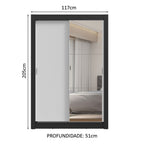 Guarda-Roupa Solteiro 2 Portas de Correr com Espelho 2 Gavetas Preto/Branco Vivare Madesa