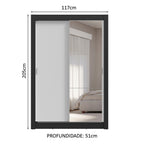 Guarda-Roupa Solteiro 2 Portas de Correr com Espelho 4 Gavetas Preto/Branco Vivare Plus Madesa