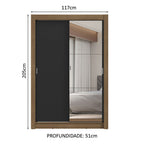 Guarda-Roupa Solteiro 2 Portas de Correr com Espelho 2 Gavetas Rustic/Preto Vivare Madesa