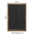 Guarda-Roupa Solteiro 2 Portas de Correr 2 Gavetas Rustic/Preto Vivare Madesa