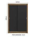 Guarda-Roupa Solteiro 2 Portas de Correr 4 Gavetas Rustic/Preto Vivare Plus Madesa