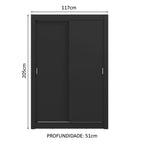 Guarda-Roupa Solteiro 2 Portas de Correr 2 Gavetas Preto Vivare Madesa